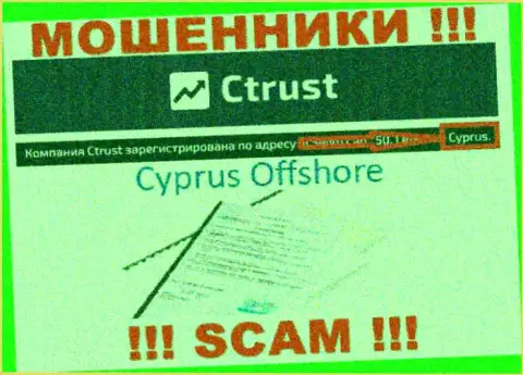 Будьте бдительны мошенники CTrust Limited расположились в оффшорной зоне на территории - Cyprus