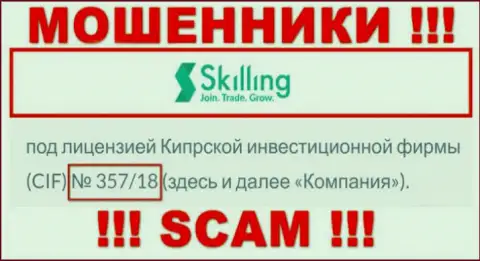 Не сотрудничайте с компанией Скайллинг, даже зная их лицензию на осуществление деятельности, размещенную на web-ресурсе, Вы не сумеете спасти вложенные средства