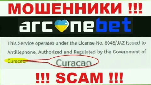 ArcaneBet - это интернет кидалы, их адрес регистрации на территории Curaçao