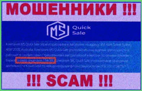 Показанная лицензия на сайте MSQuickSale Com, не мешает им прикарманивать вклады людей - это МОШЕННИКИ !!!