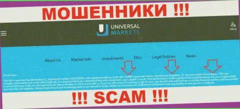Не рассматривайте Universal Markets, как партнера, поскольку данные интернет махинаторы спрятались в оффшоре - Suite 305, Griffith Corporate Center, Beachmont, Kingstown, St. Vincent and Grenadines