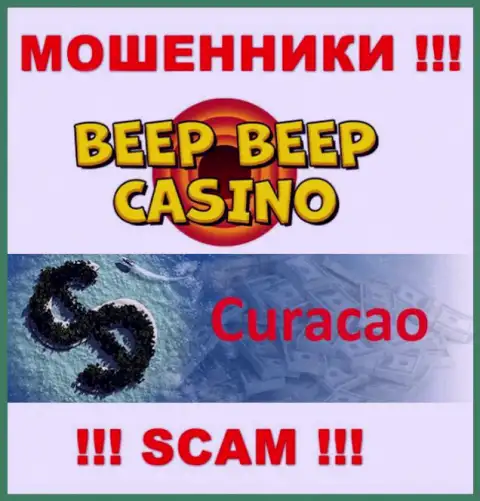Не доверяйте internet-махинаторам Beep Beep Casino, потому что они находятся в оффшоре: Кюрасао