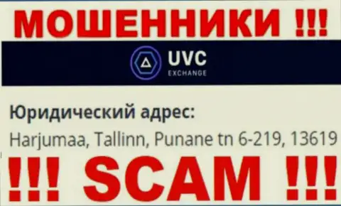 UVC Exchange - это жульническая организация, которая спряталась в офшоре по адресу - Harjumaa, Tallinn, Punane tn 6-219, 13619