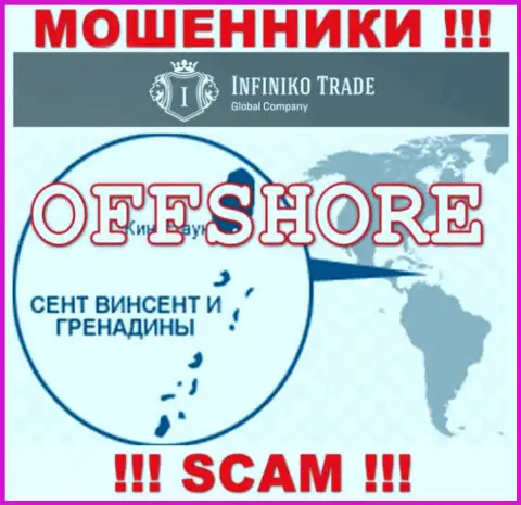 InfinikoTrade - это интернет-обманщики, их адрес регистрации на территории Saint Vincent and the Grenadines
