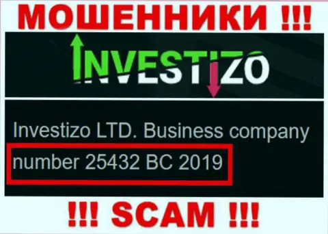 Инвестицо Лтд internet мошенников Investizo было зарегистрировано под вот этим номером регистрации - 25432 BC 2019