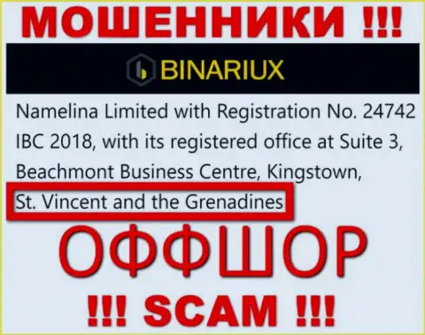 Binariux Net - это ЖУЛИКИ, которые официально зарегистрированы на территории - Saint Vincent and the Grenadines