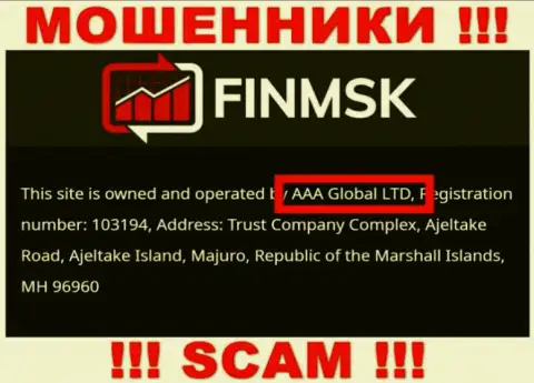 Информация про юридическое лицо мошенников FinMSK - AAA Global Ltd, не обезопасит Вас от их грязных лап