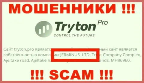 Данные о юр лице TrytonPro - им является компания Jerminus LTD