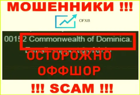 OFXB специально прячутся в офшоре на территории Доминика, интернет-мошенники