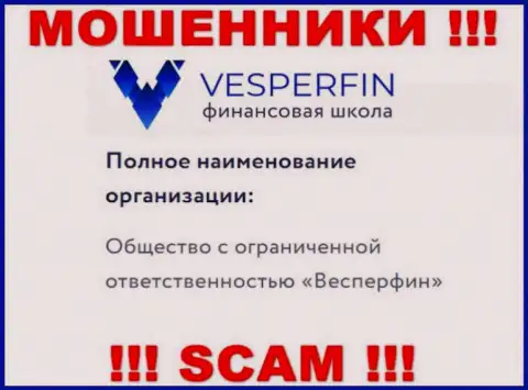Инфа про юридическое лицо интернет-жуликов ВесперФин - ООО Весперфин, не спасет Вас от их грязных рук