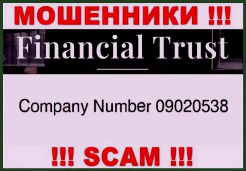 Номер регистрации очередных обманщиков интернет сети компании Financial Trust - 09020538