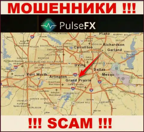 PulseFX - это противоправно действующая компания, пустившая корни в оффшорной зоне на территории Grand Prairie, Texas