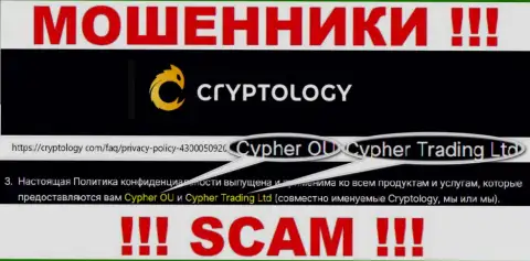 Инфа о юридическом лице организации Cryptology, это Cypher OÜ