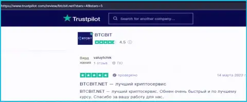 Посты об услугах компании BTCBit Net на информационном сервисе Трастпилот Ком