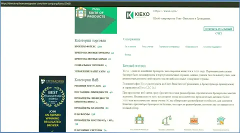 Обзорный материал о работе Форекс дилера KIEXO, размещенный на сайте directory financemagnates com