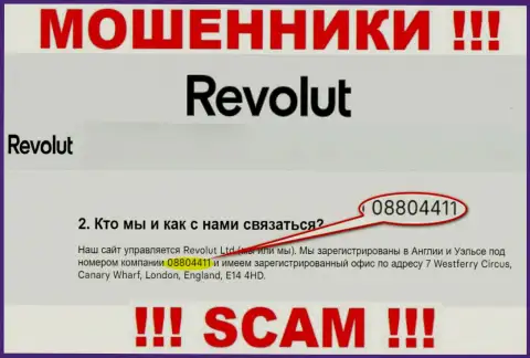 Осторожно, наличие номера регистрации у организации Револют Ком (08804411) может быть приманкой