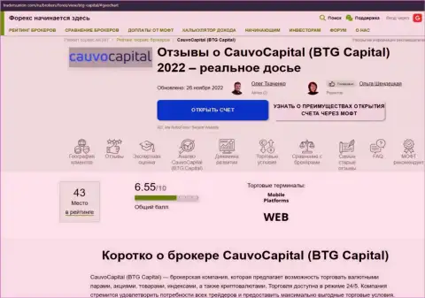 Обзор услуг брокерской организации Cauvo Capital в информационном материале на интернет-сервисе трейдерсюнион ком