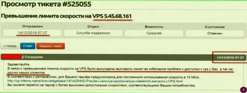 Хостинг-провайдер заявил о том, что ВПС сервера, где хостится веб-сервис ffin.xyz лимитирован в скорости