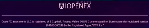 Прописка FOREX дилинговой организации OpenFX